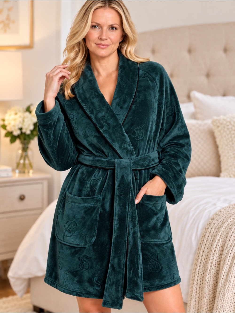 Victoria’s Secret Emerald Green Plush Logo Robe XL NWT